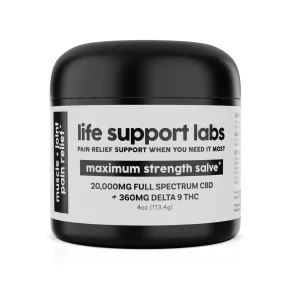 LIFE SUPPORT LABS 20,000mg Full Spectrum CBD & 360mg Delta 9 THC 4oz Salve